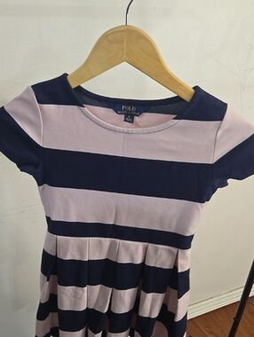 Polo by Ralph Lauren Navy and Light Pink Striped Girls Dress M(8/10)